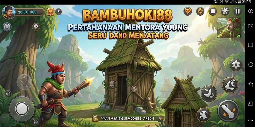 Gameplay BAMBUHOKI88 menampilkan serangan tower yang spektakuler.