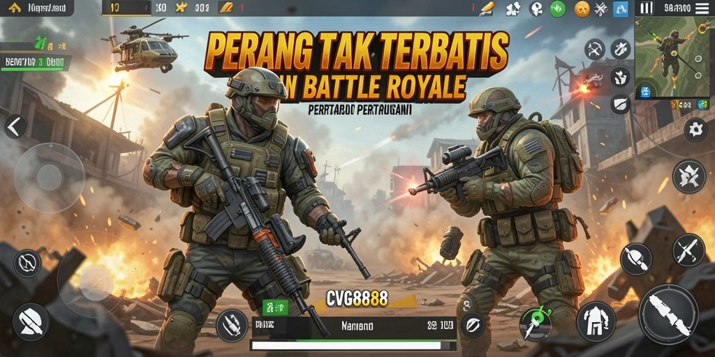 Screenshot gameplay CVG8888 menampilkan pertempuran yang intens dan mendebarkan.