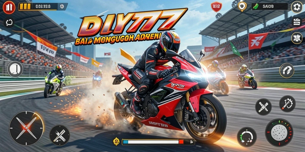 Tampilan gameplay balapan motor yang seru di DY777.