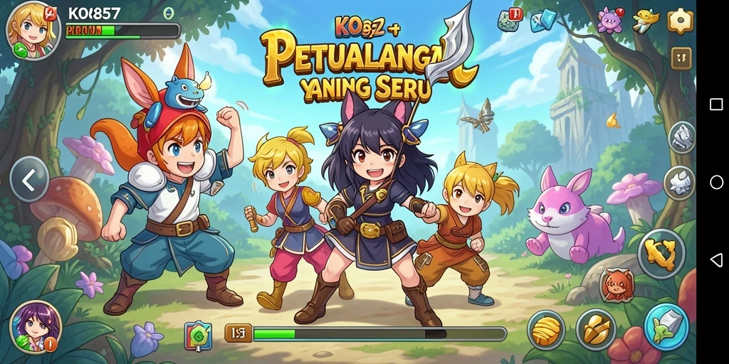 Screenshot utama KO857 menampilkan aksi pertarungan karakter anime.