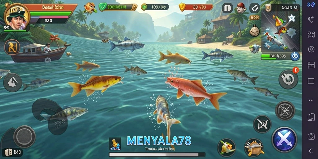 Tampilan gameplay seru Tembak Ikan dalam MENYALA78.