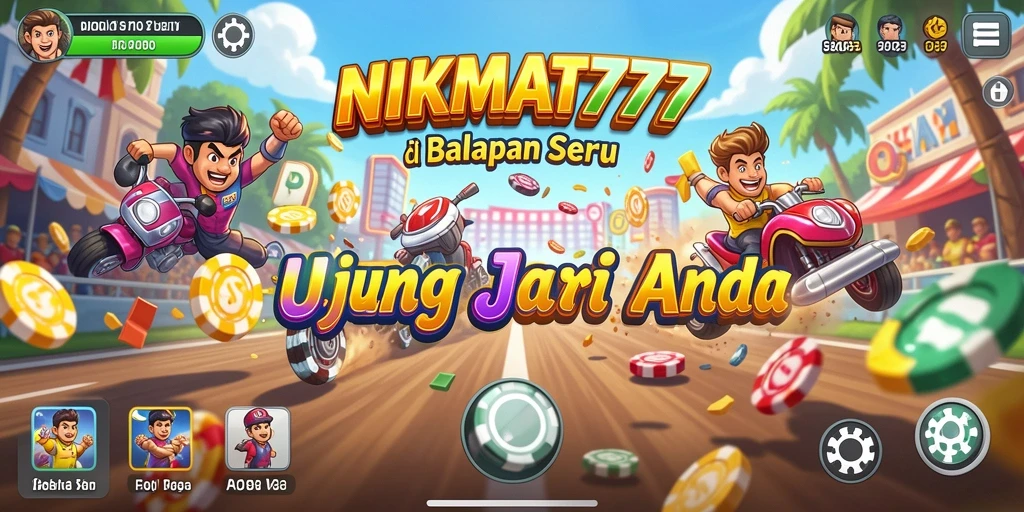 Screenshot NIKMAT777 menampilkan balapan seru di trek yang menantang.