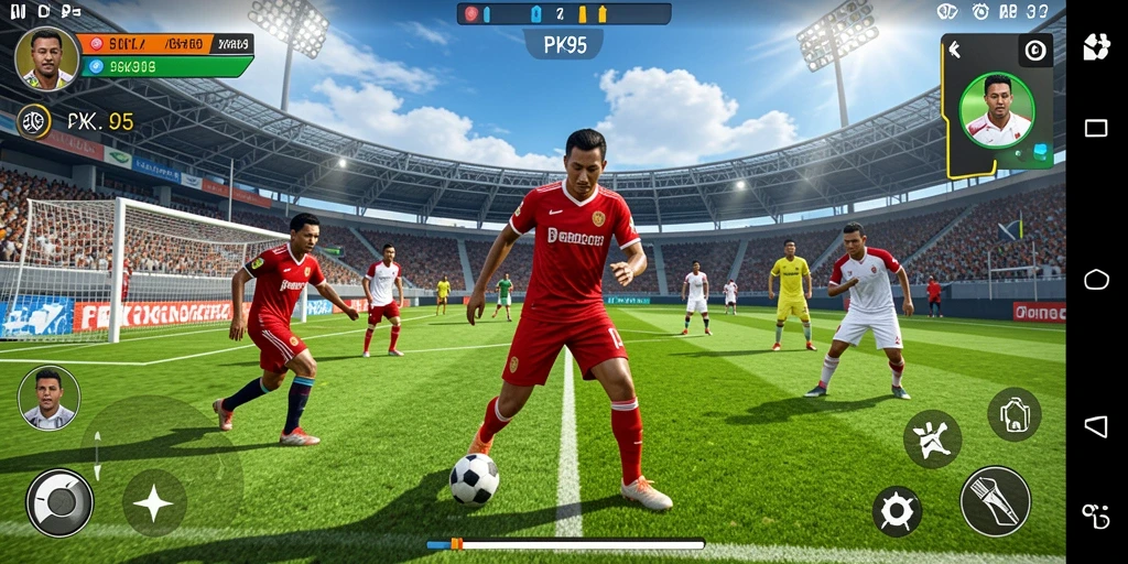 Screenshot gameplay PK95 menampilkan aksi seru dalam olahraga.