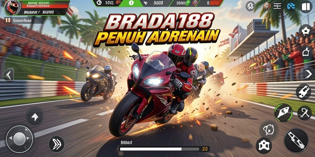 Screenshot PRADA188 menampilkan aksi balapan motor yang mendebarkan.