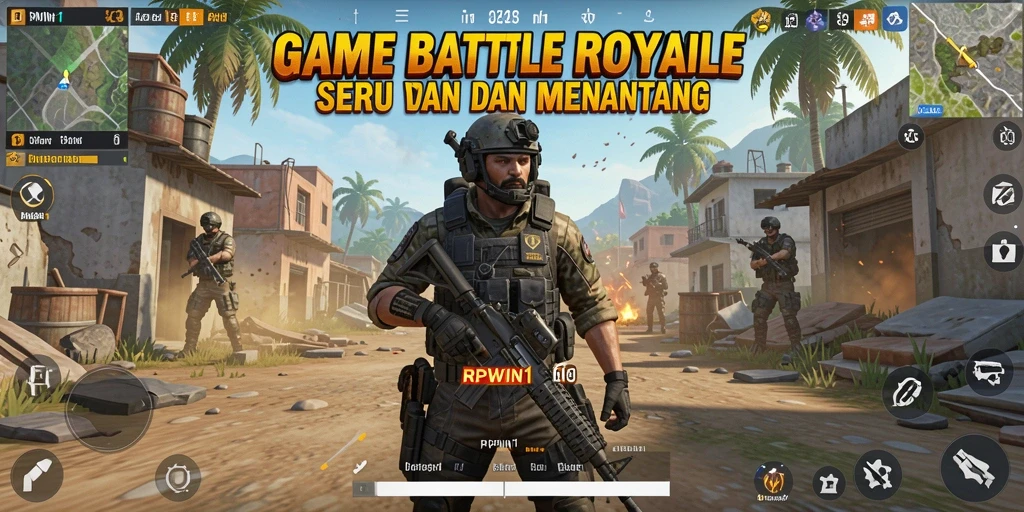 Screenshot RPWIN1 menampilkan aksi menegangkan dalam Battle Royale.